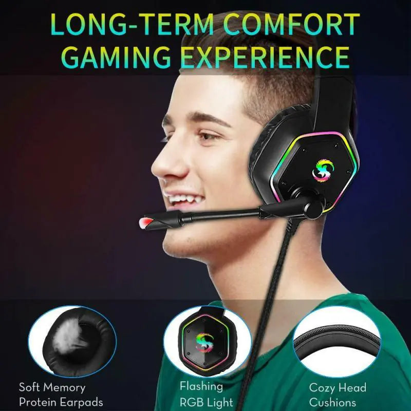 RGB lighting effect gaming headset